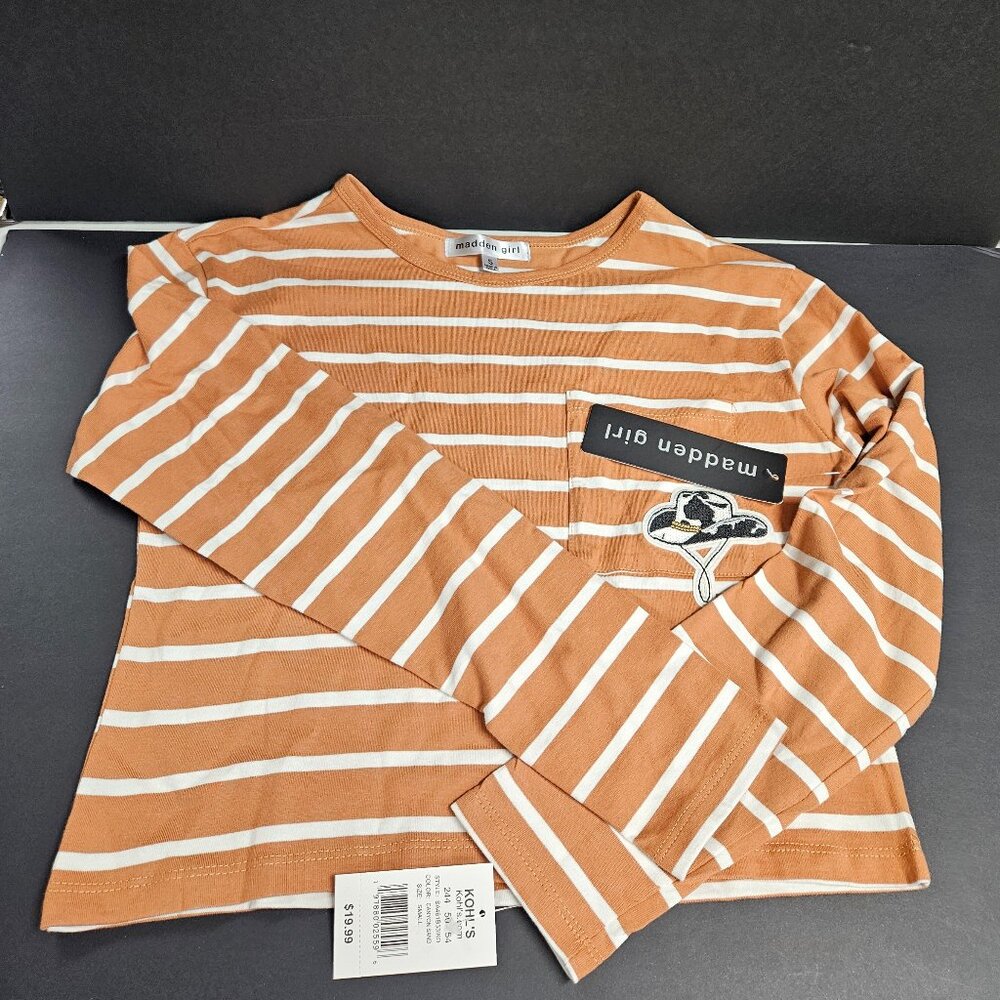 Madden Girl S Rust with white stripes and Embroidered Hat on pocket